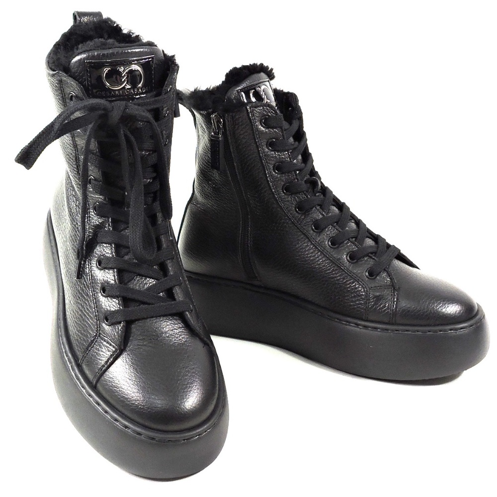 CASADEI 🇮🇹 WOMEN'S BLACK SOFT LEATHER WINTER FASHION BOOTIE